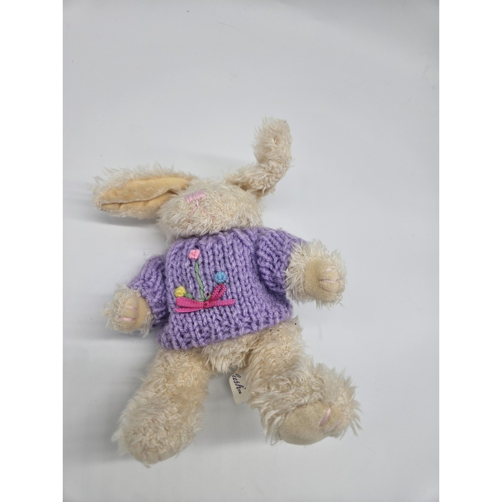 Vtg Chrisha Playful Plush Teddy Bear in Sweater Plush Stuffed Animal 8"